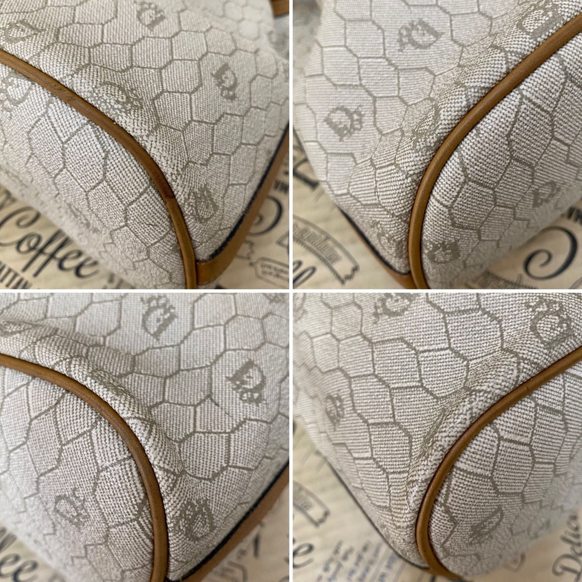 Dior Shoulder Bag Drawstring Honeycomb White