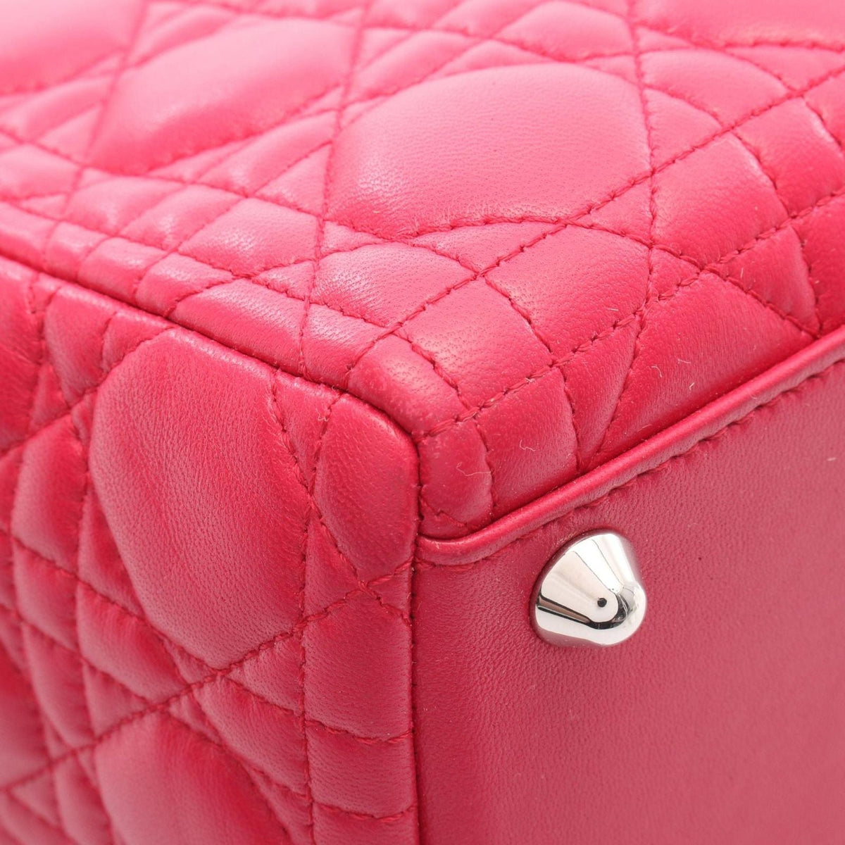 Dior Handbag Lady Dior Large 2-Way Magenta Leather Lady Dior Cannage Tote