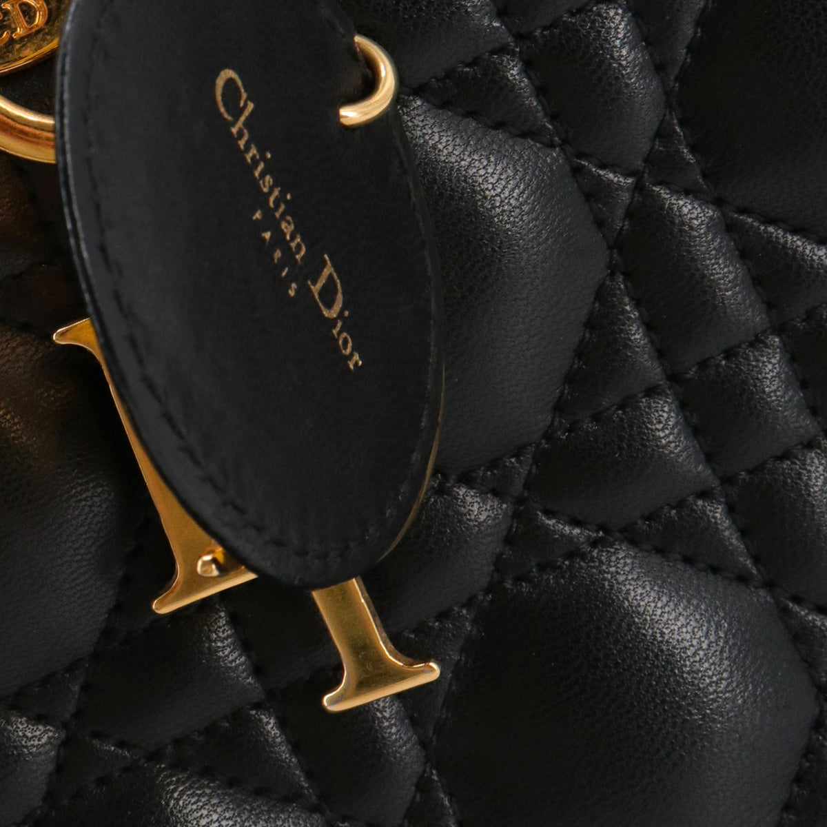 DIOR - Large Lady Dior handbag in vintage black cannage leather