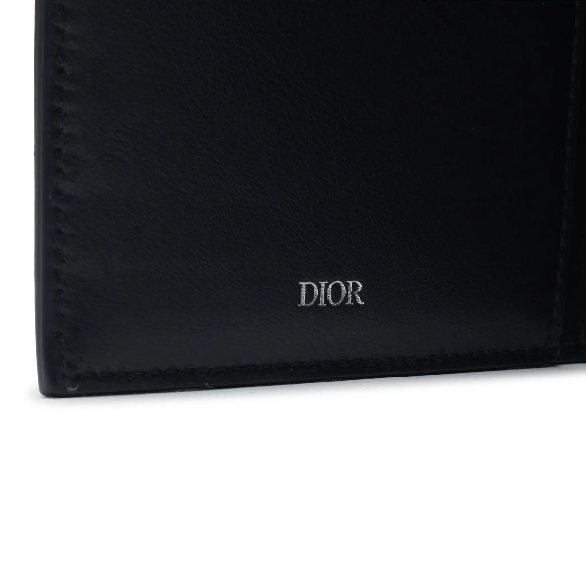 Dior Christian Dior Leather Navy Blue Bifold Passport Card Wallet