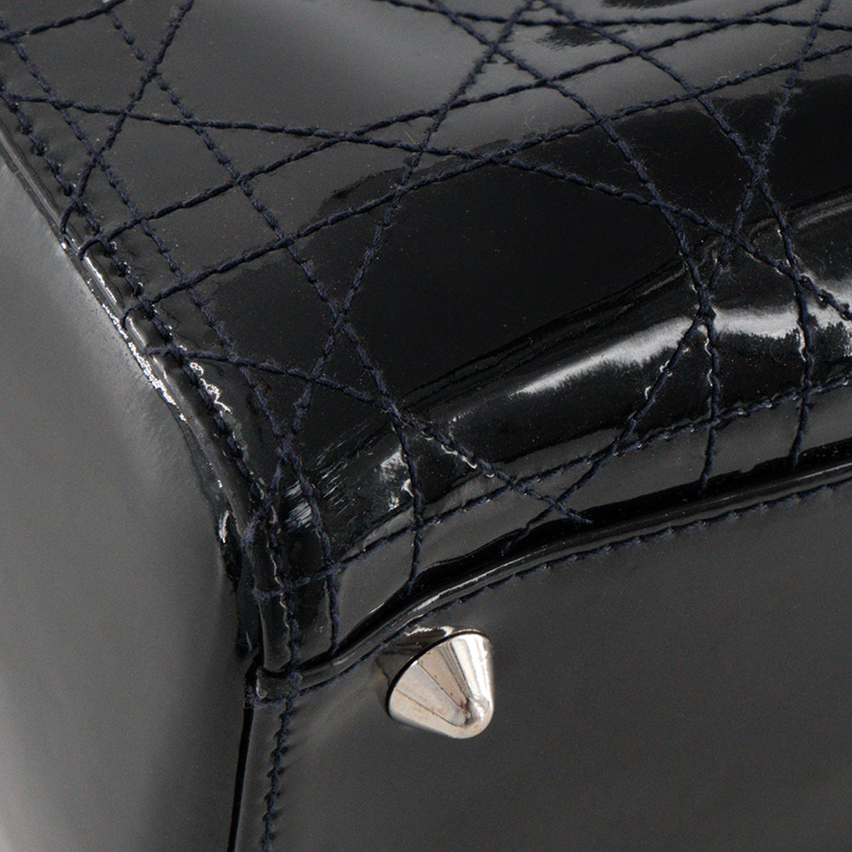 DIOR - Vintage black patent cannage leather Lady Dior Large handbag