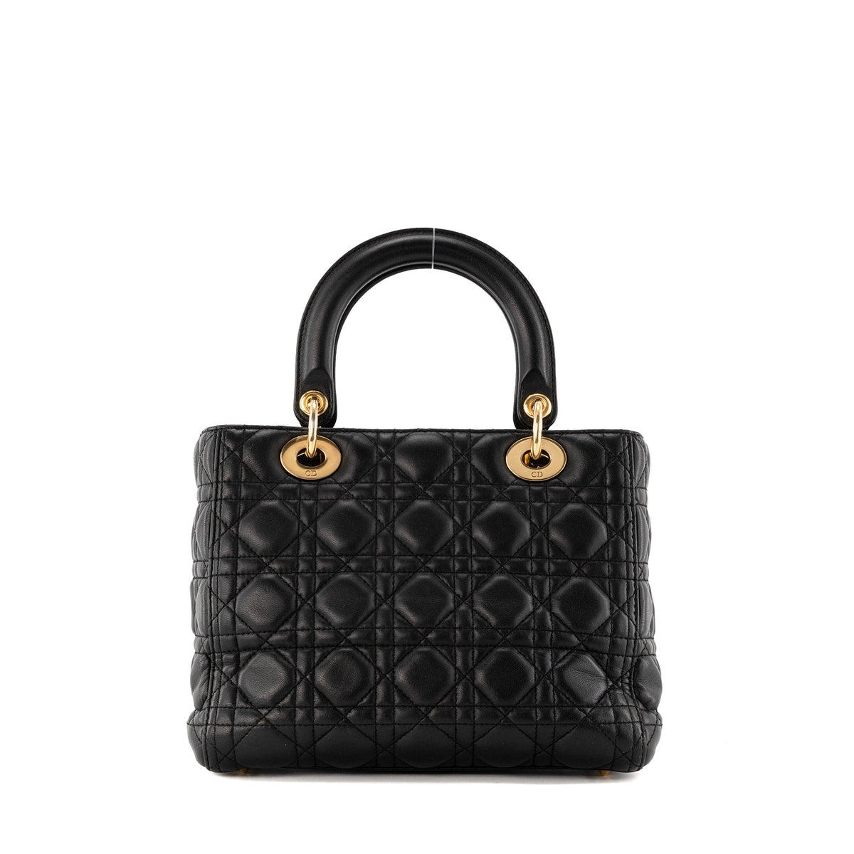 DIOR - Lady Dior medium Dior handbag in vintage black cannage black leather