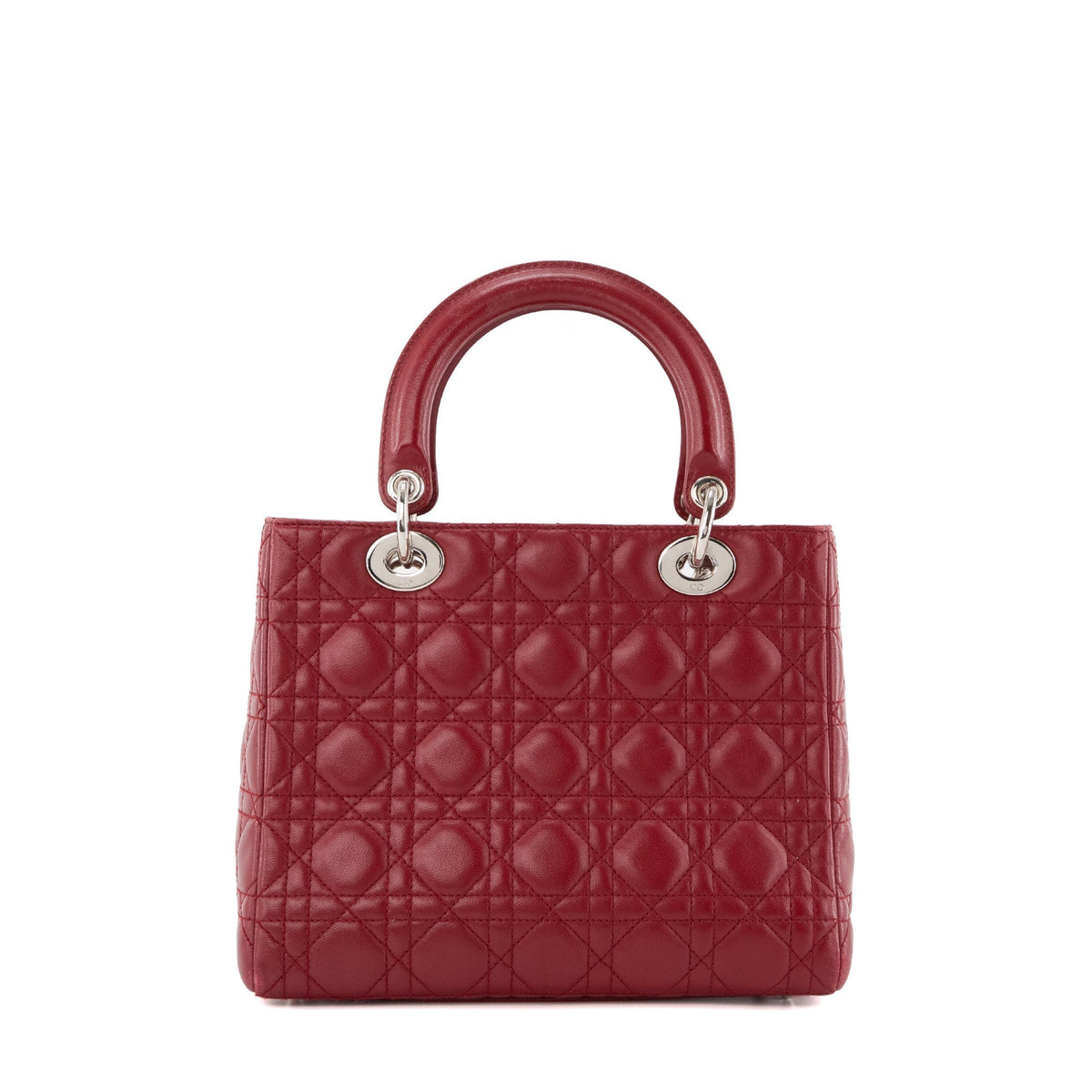 DIOR - Vintage burgundy cannage leather medium Lady Dior handbag